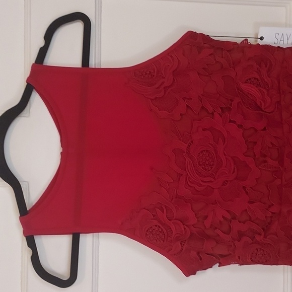 Saylor Crista Red Lace Dress - Picture 3 of 12